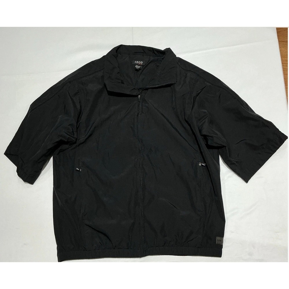 IZOD XFG Jacket Windbreaker Mens Large Black Lightweight Full Zip